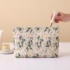 Novo estilo Zhu algodão e linho planta bordada bolsa de cosméticos bolsa de lona portátil para armazenamento batom cuidados com a pele bolsa de higiene pessoal