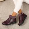 Zapatos de Algodón Cálidos para Mamá 2025 Botas Forradas de Felpa Botines para Mujer Suela Suave Antideslizantes Zapatos de Cuero Perezosos Zapatos para Mujeres de Mediana Edad y Ancianas
