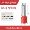 E2508 Terminal Tubular Tipo Pino Pré-Isolado Terminal Prensado a Frio Nariz de Fio de Cobre Terminal de Fio de Cobre Ve Terminal Tubular