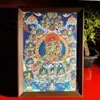 Pintura colgante Thangka Deidad Amarilla de la Riqueza y Estatua de Buda Negro Pantalla de escritorio Tara Verde Zaki Lhamo Thangka de Reproducción Puramente Pintado a Mano