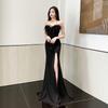 2026 Nuevo Vestido Largo Sexy sin Espalda Club Nocturno con Abertura Elegante sin Tirantes Largo hasta el Suelo Vestido de Noche Uniforme de Masajista de Pies