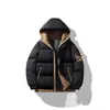 Chamarra con capucha acolchada de algodón, unisex, engrosada para abrigar, a prueba de viento, casual, diseño liso, moderna y simple, versátil, elegante para hombres