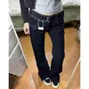 Jeans de mujer de tiro bajo retro para comercio transfronterizo, talla grande, abotonados, pantalones largos elegantes, diseño recto holgado, pierna ancha con efecto de caída