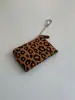 Mini Bolsa Camurça Estampa Leopardo Nicho Coreano Fofa Porta-Moedas Batom Pingente de Corrente Moda Bolsa de Camurça para Mulheres