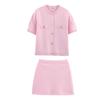 Exportación Transfronteriza Ropa de Mujer 2025 Verano Estilo Europeo y Americano Top Cárdigan Tejido + Traje Falda Tejida Mujer E3530/1