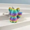 Múltiples Colgantes de Llavero de Animales Realistas Impresos en 3D, Figuras Modelo Articuladas Móviles de Oso y Zorro