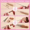 Bolígrafo de Punzón de Fieltro de Lana con Mango de Madera Natural, Aguja Única de 8 Puntas, Combinación Intercambiable para Fieltrado Rápido DIY