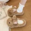 Zapatillas de Felpa de Conejito Suaves y Lindas de Algodón para Mujer 2026 Otoño e Invierno Nuevos Zapatos de Interior Cálidos sin Cordones de Piel con Punta Cerrada