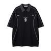 Jiayiku para Hombre 2025 Verano Nuevo Jersey Americano Polo Sudadera Costuras Incrustadas Pareja Camiseta de Manga Corta