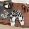 Pantalones de Chándal de Invierno para Niños con Forro de Felpa, Pantalones Casuales Gruesos con Retazos Elegantes para Niños y Niñas, Pantalones Jogger Cálidos Rayados para Bebé