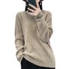 Suéter de lana pura para mujer, cuello en V, holgado, de punto, ajustado, con base de carne, ropa de mujer.