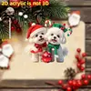 Colgante Navideño de Cachorro y Animales Pequeños Serie Transfronteriza Colgante Decorativo Acrílico 2D Adorno para Espejo Retrovisor de Coche