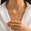 Sz0018 Amazon Transfronterizo Acero Inoxidable Nuevo Collar con Forma de Corazón Moda Simple Cadena para Clavícula de Mujer Juego de Joyería