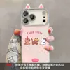 Case de Pulseira de Gato com Bolinhas para Apple 17 Pro Max, Desenho Animado Fofo para iPhone 15, Proteção Completa Anti-Queda para iPhone 16