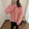 Cárdigan de punto dulce con lazo estilo coreano para mujer, nuevo abrigo suéter grueso de punto con cuello redondo y bolsillos para otoño e invierno 2026