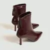 Botines de tacón de aguja europeos y americanos al por mayor para mujer, transfronterizos, nuevos para Otoño e Invierno 2026, botas adelgazantes, con felpa, botines elásticos franceses