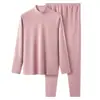 Tejido de Primavera Madre de Mediana Edad y Mayor Camisa Base Catiónica Otoño e Invierno Ropa y Pantalones de Otoño para Mujer Ropa Interior Térmica Engrosada de Cuello Alto para Personas Mayores