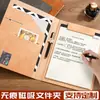 Carpeta Multifuncional A4, Cuaderno de Almacenamiento de Cuero, Cuaderno Desmontable Simple de Cuero Suave