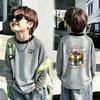 Camada Base de Lã Color Block Listrada Outono e Inverno para Meninos 2026 Nova Camiseta Térmica de Manga Longa de Inverno para Crianças
