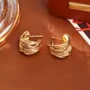 Brincos Criativos em Argola C de Múltiplas Camadas com Acabamento de Luxo, Brincos da Moda e Simples Estilo Ins, Brincos Minimalistas de Personalidade de Nicho