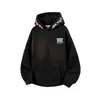 Sudadera con capucha de forro polar y bordado de letras de estilo americano moderno y divertido, resistente, para otoño e invierno, de manga larga, corte holgado, para pareja