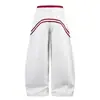 Pantalones casuales de estilo americano, a rayas, con bloques de color, interior rojo, dobladillo curvo de doble capa, unisex, elegantes, holgados, de pierna ancha casual