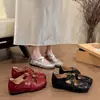 Zapatos Casuales para Mujer con Puntera Cuadrada y Tacón Bajo, que Aumentan la Altura, Modelo Nuevo 2026, Color Plateado, Cierre de Velcro, para Verano