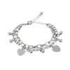 Pulsera nueva de doble capa con forma de corazón de amor de gran venta en Europa y Estados Unidos, de acero inoxidable, joyería de mano de moda versátil para combinar con todo