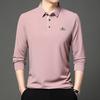 Camisa Polo Masculina Sem Costura Transfronteiriça 2026 Primavera Novo Estilo Meia-Idade Casual de Negócios Gola Polo Manga Longa Camiseta Masculina Atacado