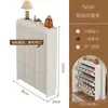 Armário de sapatos ultra fino com porta basculante em estilo creme para entrada de casa, armário de entrada de grande capacidade, sapateira de armazenamento fácil de montar