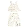 Conjunto de Verano Ins para Niña con Tirantes de Lunares, Nuevo Estilo 2026 Conjunto de Dos Piezas con Top de Verano y Tirantes para Bebé