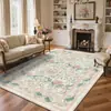 Alfombra de sala de estar floral bohemia retro americana transfronteriza, alfombra grande de decoración de dormitorio de cobertura total, resistente a la suciedad y fácil de mantener