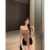 Verano Diseño Nicho Un Hombro Adelgazante Irregular Plisado Sexy Top Camisola Hombro Descubierto para Mujer