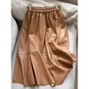 Otoño 2026 Nuevo Estilo Vintage Trendy Falda de Longitud Media de Cuero Proteico, Cintura Elástica que Reduce la Edad, Venta al por Mayor H15CQ6129