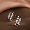 Aretes de botón de doble capa de plata esterlina S925 Fangxing para mujer, aretes irregulares, diseño de nicho moderno, aretes de moda personalizados con incrustaciones de diamantes