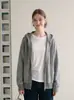 Cardigã suéter de estilo coreano, caimento relaxado, solto, com cordão, listrado, com capuz para mulheres, outono, macio e confortável, com zíper, peça de outer wear de tricô