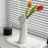 Jarrón de cerámica creativo hecho a mano, adorno ligero y lujoso para nicho de sala de estar, mesa de comedor, flores secas, decoración del hogar.