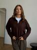 Comércio Transfronteiriço Moda Feminina Casual Meio Zíper Gola V Quente Camisa Tricotada Solta Polo Manga Longa Lã Tricotada