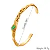 Pulseiras Transfronteiriças Europeias e Americanas de Aço Inoxidável, Pulseiras Abertas Simples e Versáteis, Pulseiras de Aço Titânio com Padrão Martelo e Zircônia Colorida em Forma de C