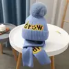 Sombreros de Otoño e Invierno para Niños Sombreros de Lana de Oso para Niños Sombreros de Algodón Tejido Cálido para Bebés y Bufandas Conjunto de Dos Piezas