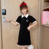 Vestido de Verano para Niñas Nuevo Estilo Estilo Occidental Vestido de Princesa Niñas Niños Grandes Verano Estilo Coreano Amor Cuello Polo Falda Midi