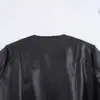Chaqueta Elegante de Moda Nueva 2026 Estilo Europeo y Americano Transfronterizo Dobladillo de Falda Corta Cuello Redondo Cuero Sintético 3046069