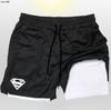 Pantalones Cortos Deportivos Americanos Transfronterizos para Hombre de Secado Rápido Transpirables de Doble Capa para Fitness Estampados en 2D de Superman Pantalones Sueltos para Entrenamiento de Fitness