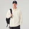 Sudadera para hombre, nueva colección otoño 2026, cuello alto, media cremallera, texturizada, estilo japonés, color liso, prenda exterior de moda