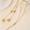 Colar com Pingente Longo de Franjas em Aço Inoxidável Venda Quente Transfronteiriça Corrente de Clavícula Dupla Camada Ouro 18K Luxo Acessível Joias de Alta Qualidade