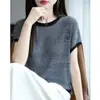 Adornos Exquisitamente Bordados, Diseño de Cuello Redondo, Versión Sencilla y Versátil de Manga Corta, Refrescante y Limpia, Camiseta Casual de Estilo Primavera y Verano para Mujer