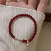 Pulsera de Peces Koi con Cuentas Rojas y Azules de Contraste Estilo Chino Retro para Mujer Nueva Pulsera de Mano Versátil Apilada Estilo Chino Cuentas