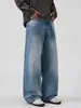 Roupas Masculinas Fengshe / Jeans masculino estilo americano, calças largas soltas da nova temporada, calças retas gradientes drapeadas da moda