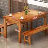 Mesa de Jantar para Restaurante em Madeira Maciça Mesa para Lanchonete de Macarrão Mesa para Fast Food Conjunto de Mesa e Cadeiras para Restaurante Cantina em Madeira Maciça Venda Direta Atacado