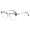Gafas de Sol Cuadradas de Media Montura Moda Europea y Americana Unisex Metal de Alta Gama Retro Gafas de Sol Transfronterizas de Caballero
